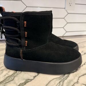 UGG Black Ankle Boots with Orange Stitching
